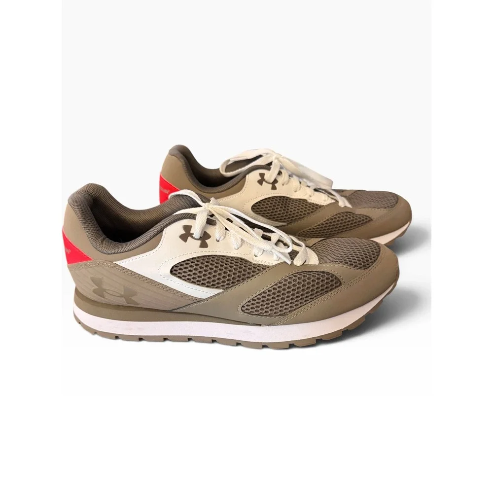 Under Armour Mens Mesh Lifestyle Sneakers Olive Green Tan Red Low Top Running